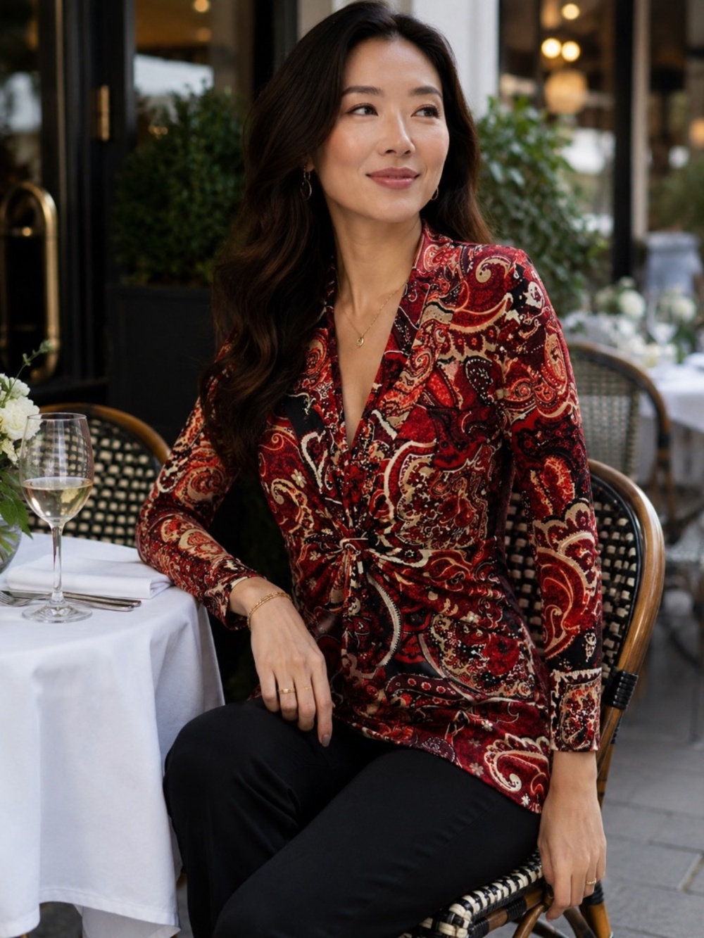 INC International Concepts Paisley Twist Front Top Size Small